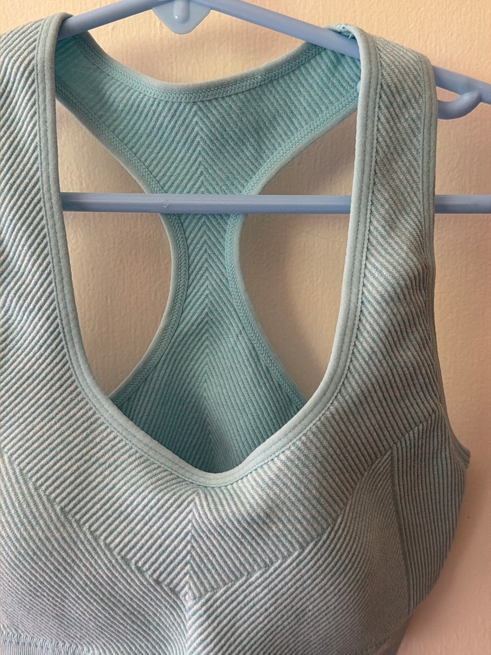 Ryka Light Blue Ribbed Racerback Sports Bra